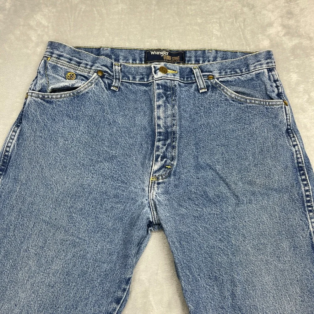 Wrangler Jeans Mens 36x32 Blue Denim Comfort George Strait Cowboy Straight Leg